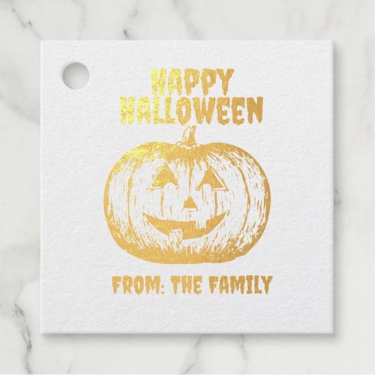 Jack-o'-lantaarn Pompoen Bedankjes Labels (Voorkant)