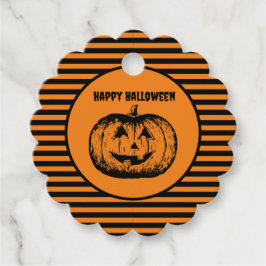 Jack-o'-lantaarn Pompoen Gestreept Bedankjes Labels