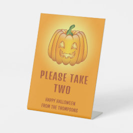 Jack-o'-lantaarn pompoen Halloween Snoep kom Note Reclamebord Met Voetstuk