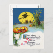 Jack O lantaarn pompoen heks volle maan hooiberg Briefkaart (Voorkant / Achterkant)