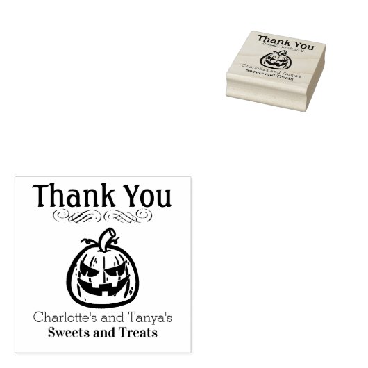 Jack O lantaarn pompoen Logo Dank u Business Rubberstempel (Gestempeld)