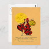 Jack O lantaarn pompoen Man in de maan meisje Briefkaart (Voorkant / Achterkant)