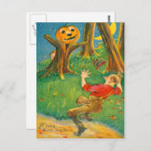 Jack O lantaarn pompoen monster halve maan Briefkaart (Voorkant / Achterkant)