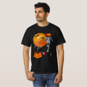 Jack O lantaarn pompoen skelet spelen bowling ha T-shirt (Voorkant volledig)