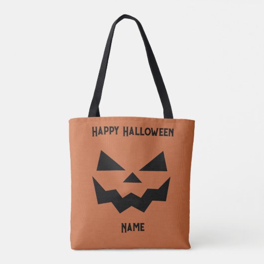Jack-o-lantaarn pompoengezicht tote bag (Achterkant)