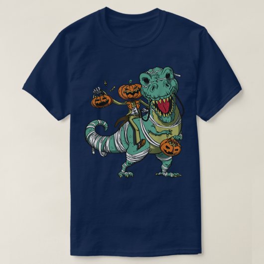 Jack O Lantaarn Riding Mummy Dinosaur T re Horwee T-shirt (Design voorkant)