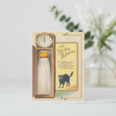 Jack O lantaarn spook zwarte kat grootvader klok Briefkaart (Staand voorkant)