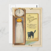 Jack O lantaarn spook zwarte kat grootvader klok Briefkaart (Voorkant / Achterkant)