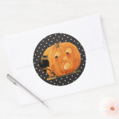 Jack O lantaarn & Uil Ronde Sticker (Envelop)