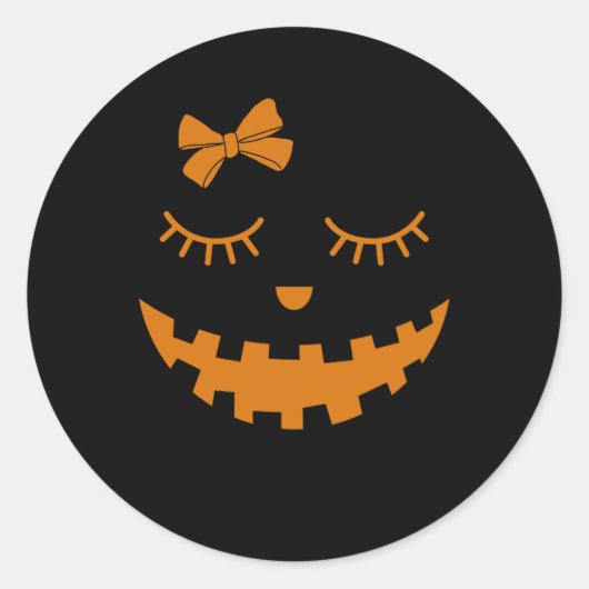 Jack O lantaarn wimpers pompoen gezicht Halloween  Ronde Sticker (Voorkant)