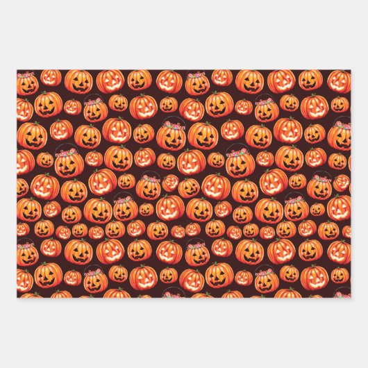 Jack O Lantaarn Wrapping Paper Flat Sheet Set 3 (Voorkant)