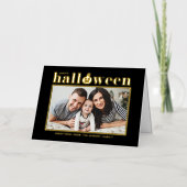 Jack-o'-lantaarn Zwart-wit Foto Halloween Folie Wenskaart (Voorkant)