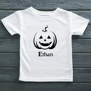 Jack O lantaarn Zwart-wit Schattige Halloween Naam Kinder Shirts