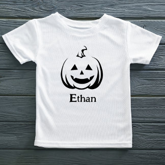 Jack O lantaarn Zwart-wit Schattige Halloween Naam Kinder Shirts