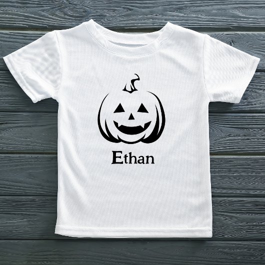 Jack O lantaarn Zwart-wit Schattige Halloween Naam Kinder Shirts