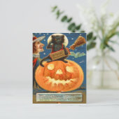 Jack O lantaarn zwarte kat heks vleermuis Briefkaart (Staand voorkant)