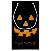 Jack o' lantaarns gezicht op zwarte achtergrond klein cadeauzakje (Achterkant)