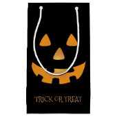 Jack o' lantaarns gezicht op zwarte achtergrond klein cadeauzakje (Voorkant)