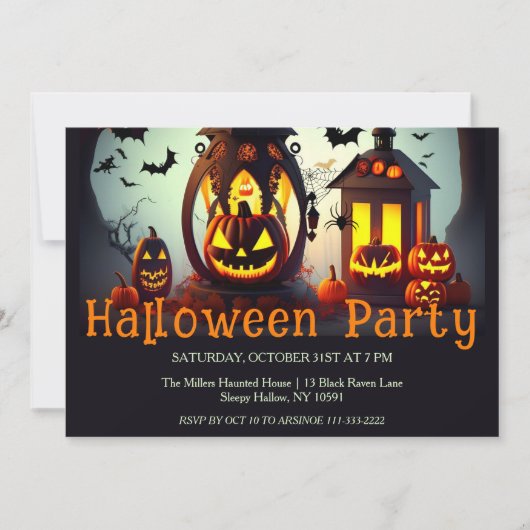 Jack O lantaarns Halloween Party uitnodiging (Voorkant)