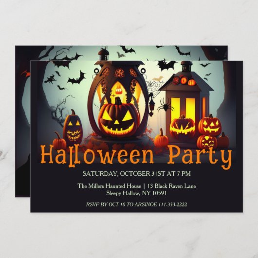 Jack O lantaarns Halloween Party uitnodiging (Voorkant / Achterkant)