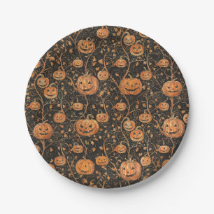Jack-o-lantaarns op de wijnstok papieren bordje
