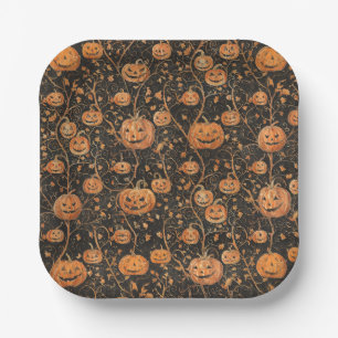 Jack-o-lantaarns op de wijnstok papieren bordje