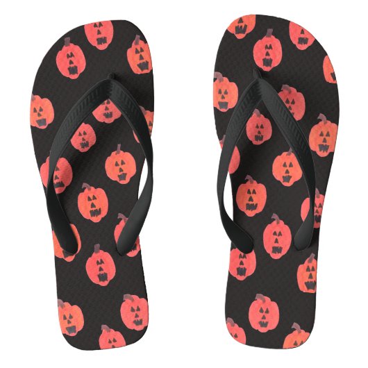 Jack-o-Lantaarns op zwart Teenslippers (Voetbed)