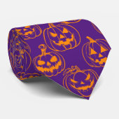 Jack-o-lantaarns Pattern.Oranje D Paarse BG Stropdas (Opgerold)