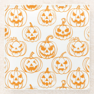 Jack-o-lantaarns Pattern.Oranje Glazen Onderzetter