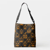 Jack-o-lantaarns Pattern.Oranje Zwart BG Crossbody Tas (Achterkant)