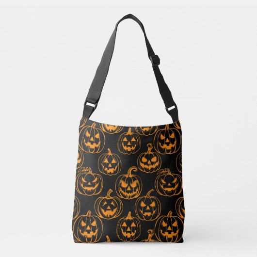 Jack-o-lantaarns Pattern.Oranje Zwart BG Crossbody Tas (Voorkant)