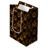 Jack-o-lantaarns Pattern.Oranje Zwart BG Medium Cadeauzakje (Voorkant Gekanteld)