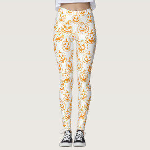 Jack-o-lantaarns Pattern.Sinaasappel Wit BG Leggings