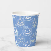 Jack-o-lantaarns Pattern.White L blauw BG Papieren Bekers (Achterkant)
