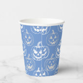 Jack-o-lantaarns Pattern.White L blauw BG Papieren Bekers (Rechts)
