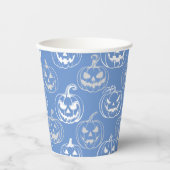 Jack-o-lantaarns Pattern.White L blauw BG Papieren Bekers (Voorkant)