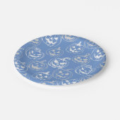 Jack-o-lantaarns Pattern.White L blauw BG Papieren Bordje (Gekanteld)