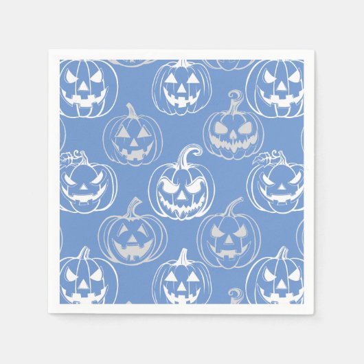 Jack-o-lantaarns Pattern.White L blauw BG Servet (Voorkant)