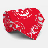 Jack-o-lantaarns Pattern.White Rood BG Stropdas (Opgerold)