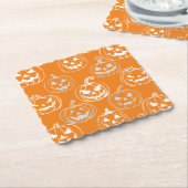 Jack-o-lantaarns Pattern.White Sinaasappel BG Kartonnen Onderzetters (Gebogen)