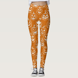 Jack-o-lantaarns Pattern.White Sinaasappel BG Leggings