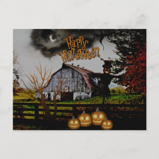 *~* Jack-o-Lantaarns - Scarecrow HALLOWEEN Briefkaart (Voorkant)
