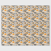 Jack o lantaarns vleermuizen herfstschattige hallo cadeaupapier (Vlak)