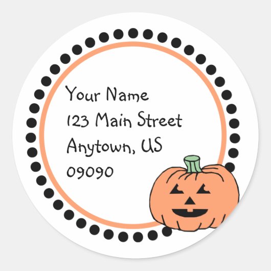 Jack-O-Lantern adreslabel Ronde Sticker (Voorkant)