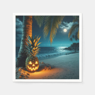 Jack-o-lantern ananas op een strand servet