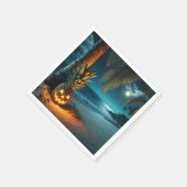 Jack-o-lantern ananas op een strand servet (Hoek)