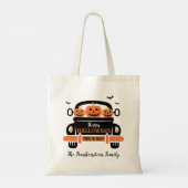 Jack O' Lantern and Bats Halloween Family Name Tote Bag (Achterkant)