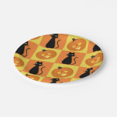Jack-o’-lantern and cat paper plates. papieren bordje (Gekanteld)