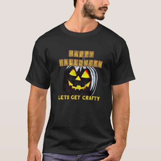 Jack o Lantern Artist Pumpkin Lets Get Crafty T-shirt (Voorkant)