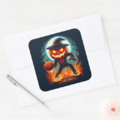 Jack-o'-Lantern Basketbal Showdown Halloween Vierkante Sticker (Envelop)